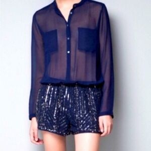 Zara sheer& sequin romper